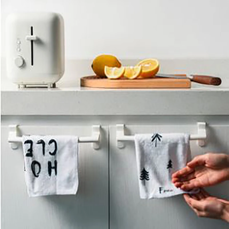 

вешалка для полотенец Towel Holder Bathroom Shelves Handdoekenrek Kitchen Cabinet Door Hanging Wall Nordic Frap Rod Hook Plastic