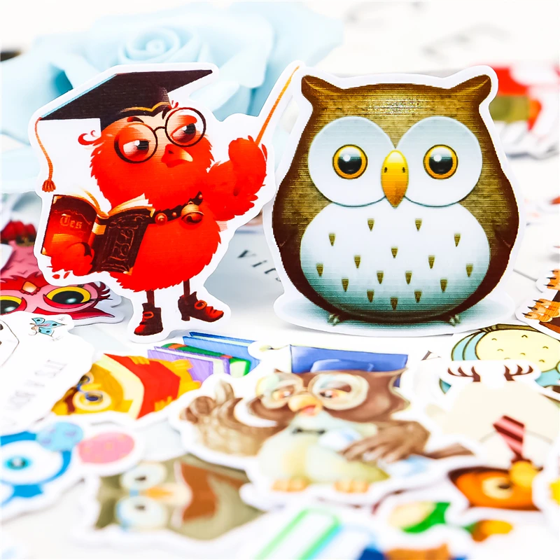 40pcs Cute owl animal  stickers DIY Decal Mobile/PC Art  Self Adhesive Scrapbooking   child stationery