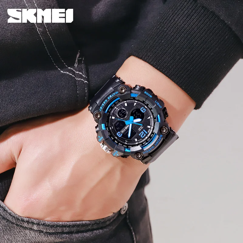 SKMEI New Luminous Dual Time Movement Electronic Watch Amry Men's Outdoor Sports Waterproof Men's Watch reloj hombre  1742