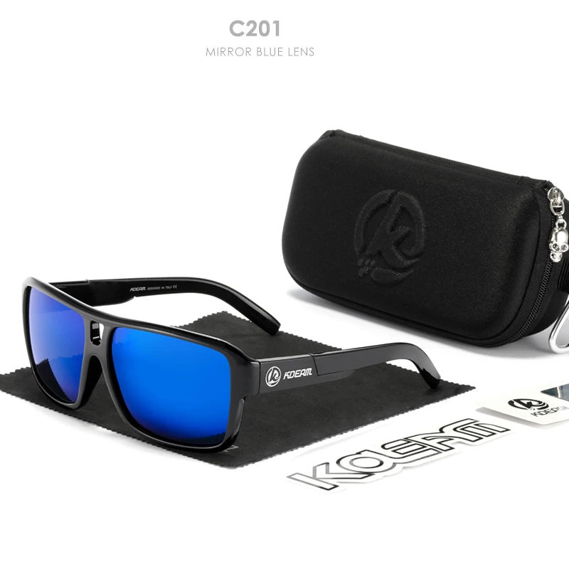 KDEAM Jam Lifestyle Herren-Sonnenbrille, polarisiert, quadratisch, übergroß, Blitzspiegel, Sonnenbrille, Hartbox im Lieferumfang enthalten – Detail 5