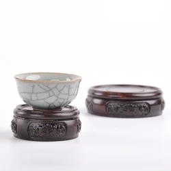 Ebony wood carving handicraft ornament base solid wood round vase flowerpot Buddha statue strange stone teapot base wooden base