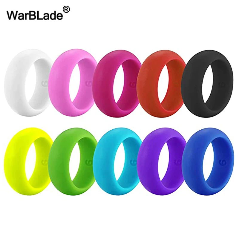 WarBLade Men 8mm Silicone Rings Hypoallergenic Flexible Sports Antibacterial Wedding Rubber Bands Women Silicone Finger Ring