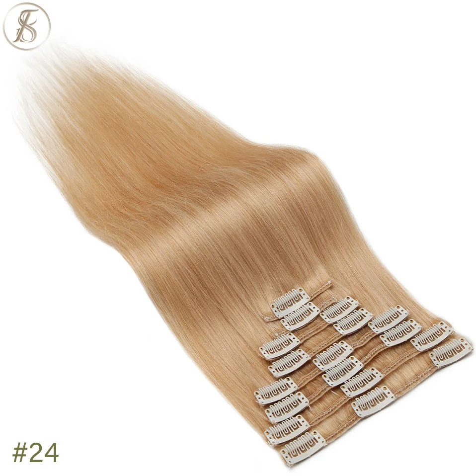 TESS 50-80g Natürliche Haar Extensions Clip In Menschliches Haar Extensions Gerade 8 teile/satz Vollen Kopf Dünne Highlight haar Clip Haarteil – Detail 13