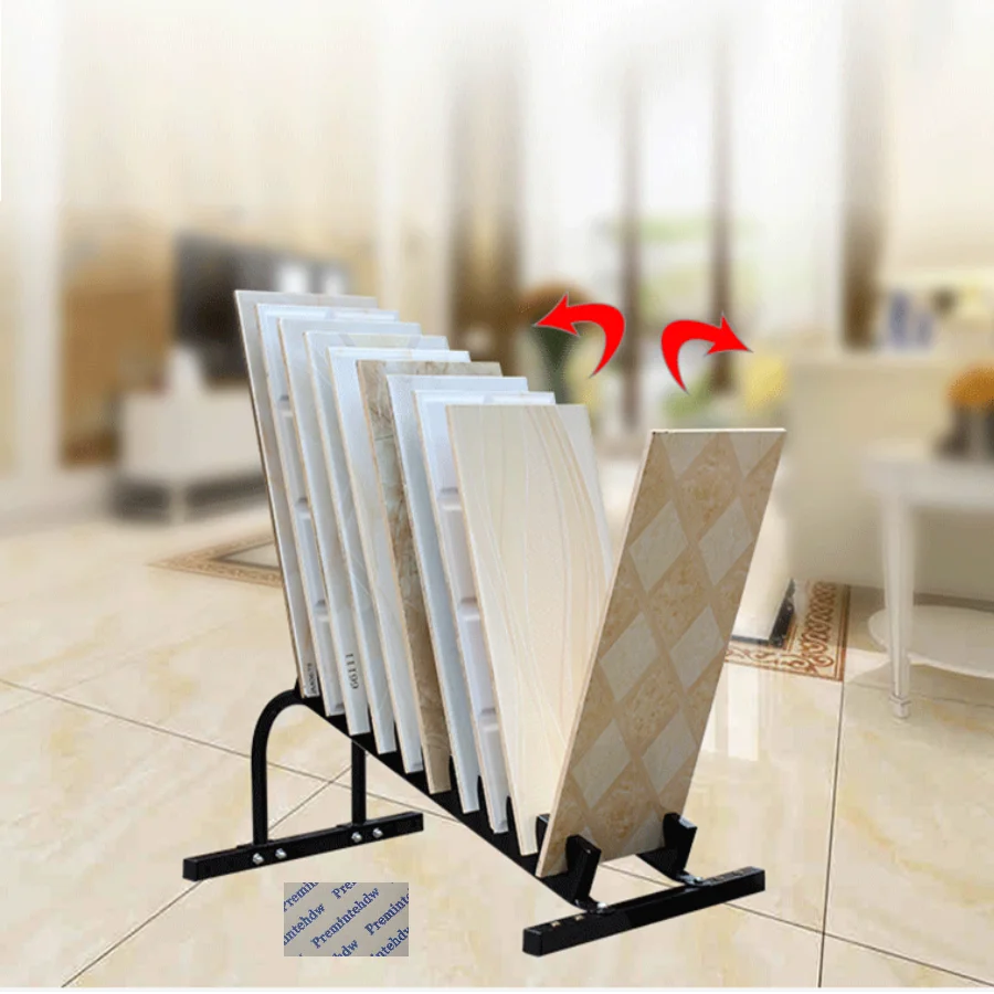 Adjustable Width Ceramic Tiles Floor Porcelain Sample Slab Steel Display Stand Rack Capacity 400Kg