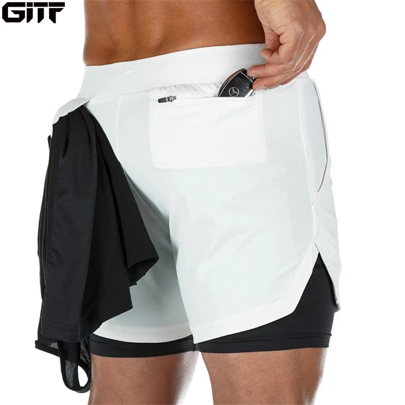 2024 Summer Running Shorts Men 2 in 1 Sports Jogging Fitness Shorts Training Quick Dry Mens Gym Men Shorts Sport gym Short Pants