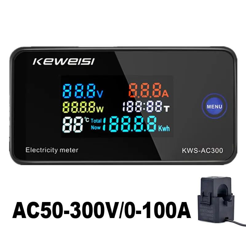 AC 220V 20A 100A Digital Voltmeter Ammeter Power Meter Voltage Tester Energy Volt AmpWattmeter Electricity Monitor