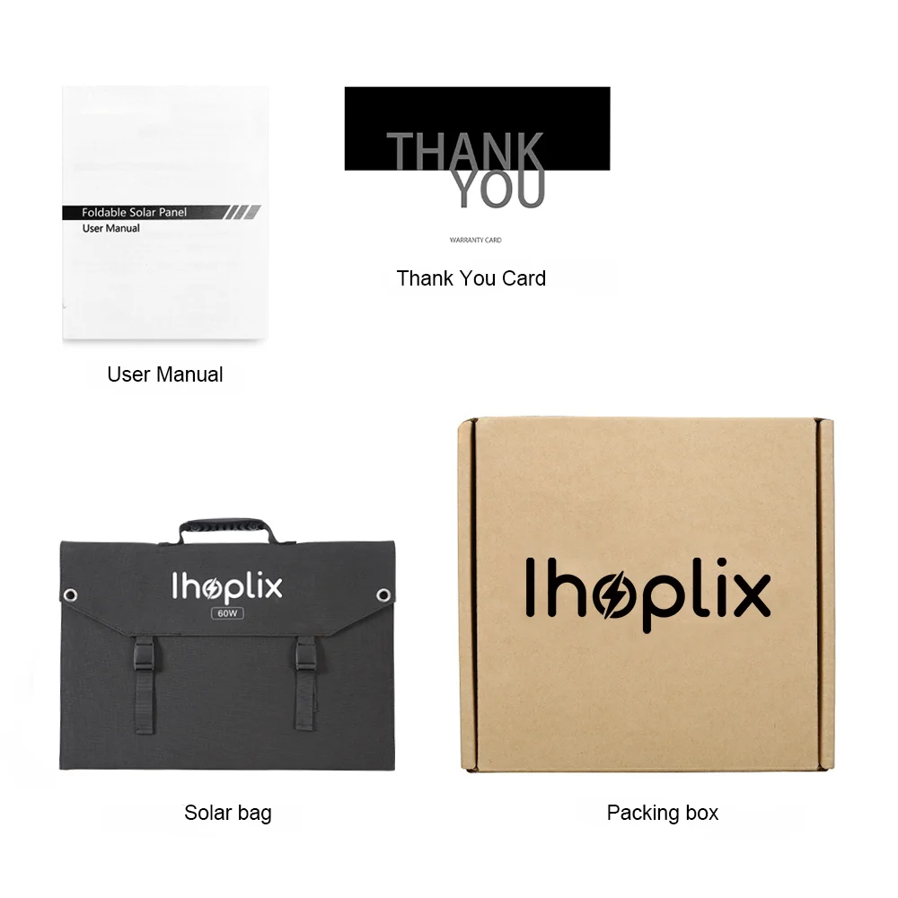 Ihoplix 태양 전지 패널 키트 완료 60W 태양 열 충전기 듀얼 출력 18V3A PD60W 태양 광 발전기에 대 한 Foldable 태양 전지