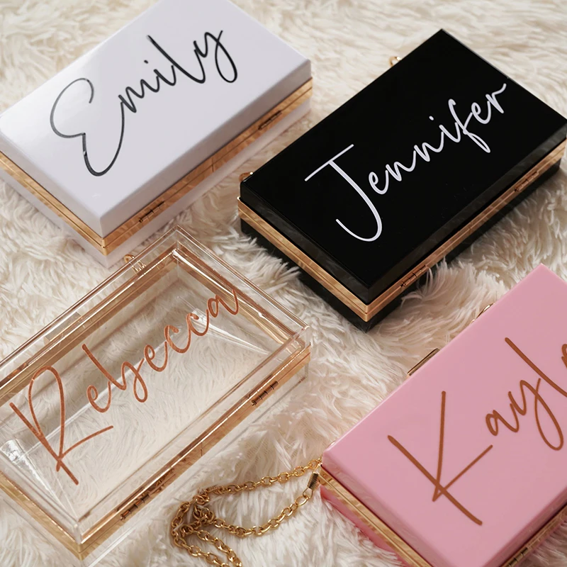 Personalized Acrylic Clutch Bridesmaid Gift Clear Crossbody Makeup Bag Bachelorette Party Favor Wedding Gifts For Guests