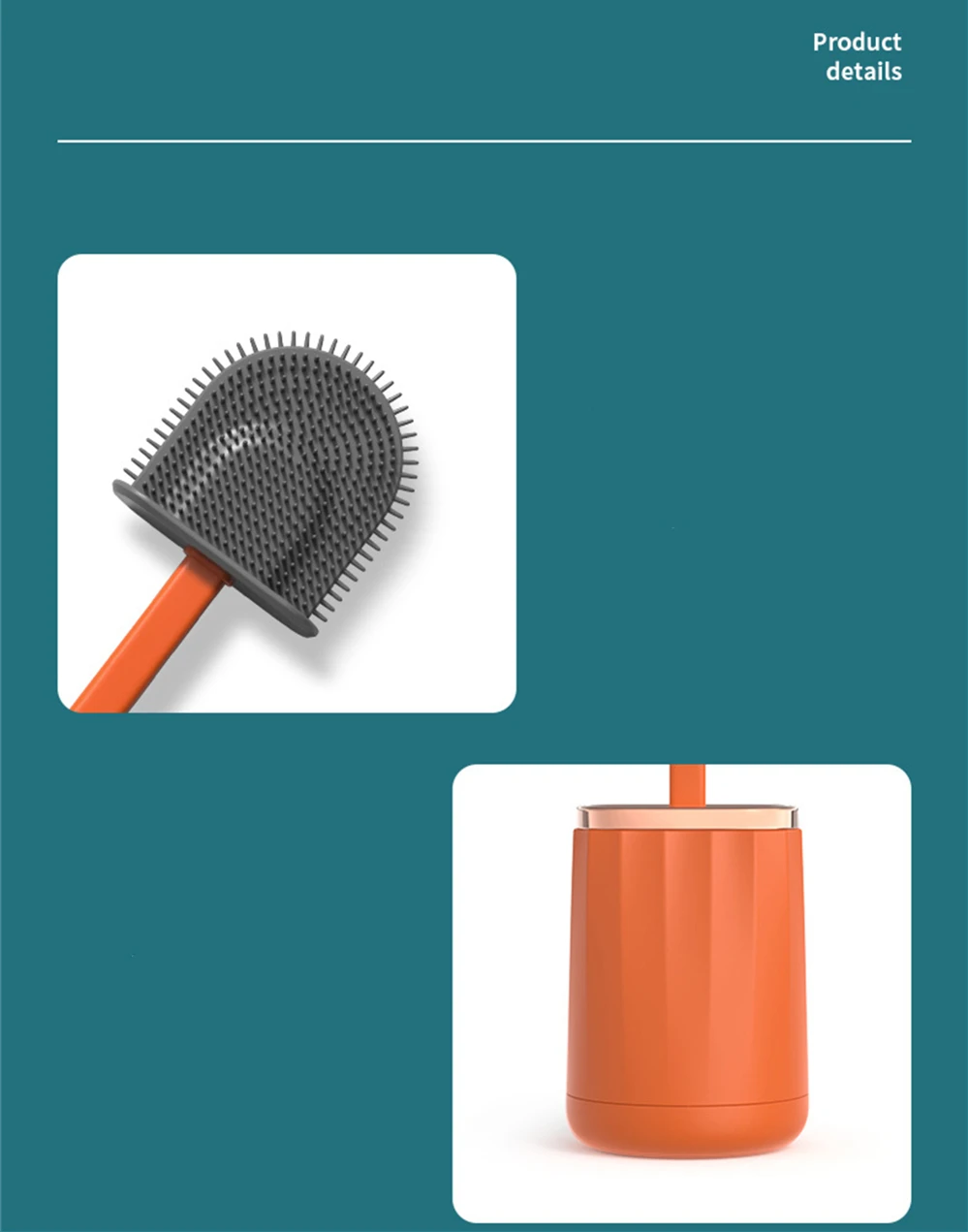 1 Set Light Luxury Toilet Brush Household Long-Handled TPR Brush Head No Dead Corners Durable Toilet Brush Bathroom Accessories