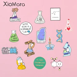 Chemistry Molecule Enamel Pin Custom Tube Microscope Beaker Laboratory Series Clothes Lapel Pins Badge Gift For Scientist lover