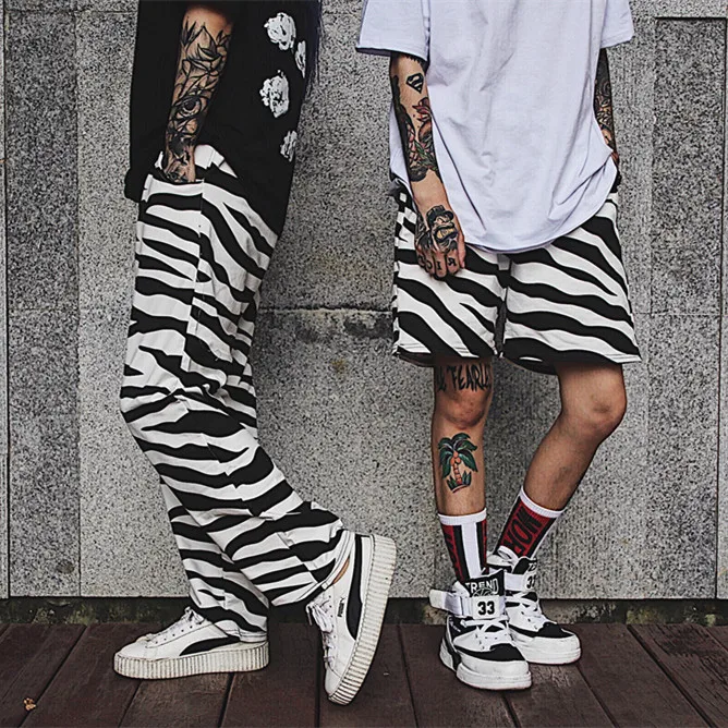 Zebra Pants Male Printed Leisure Chic Unisex Couples Trousers Harajuku Men Loose Daily Setreetwear Hip Hop Ins Retro New Ulzzang