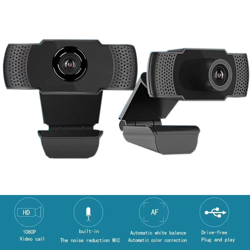 Super Hot 1080P HD Webcam Web Camera Built-in Microphone Auto Focus 90 ° Angle of View Play & Plug Free Drive