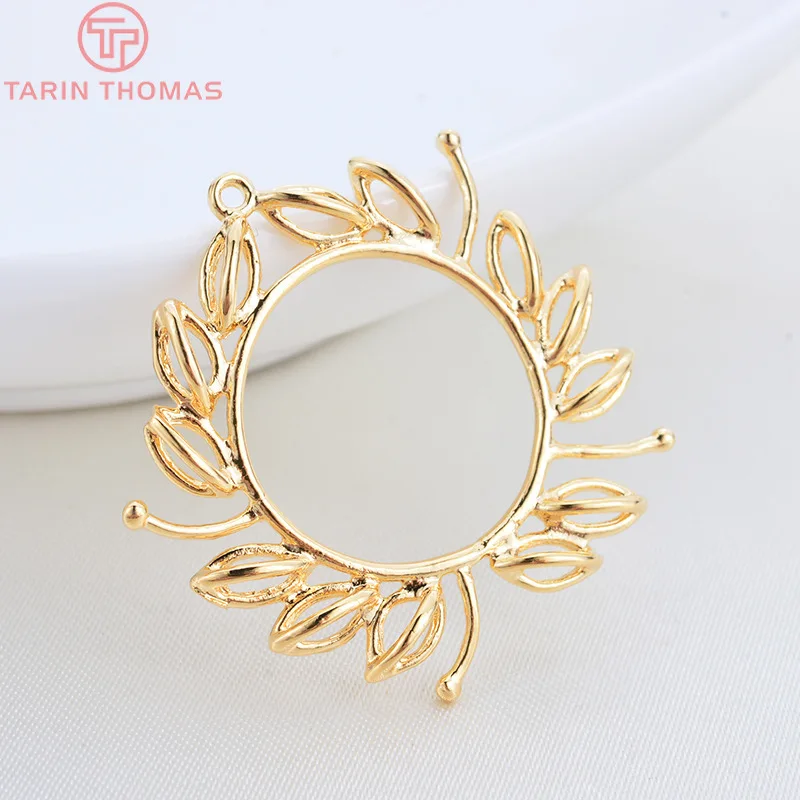 (947)4PCS 30x32MM 24K Gold Color Plated Brass Flower Charms Pendants High Quality DIY Jewelry Making Findings