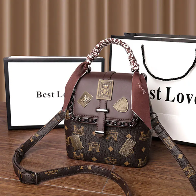 Printed Badge Small Bag Women\'s Bag New Fashion Single Shoulder Bag Messenger Bag Chest Bag Handbag Brand High-grade Backpac