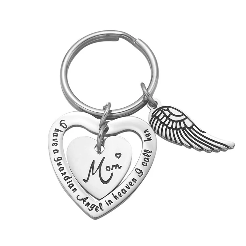 

Mom Memorial Keychain Gift Loss of Mother I have a guardian Angel in heaven I call her Mom Keychain Sympathy Remembrance Gifts