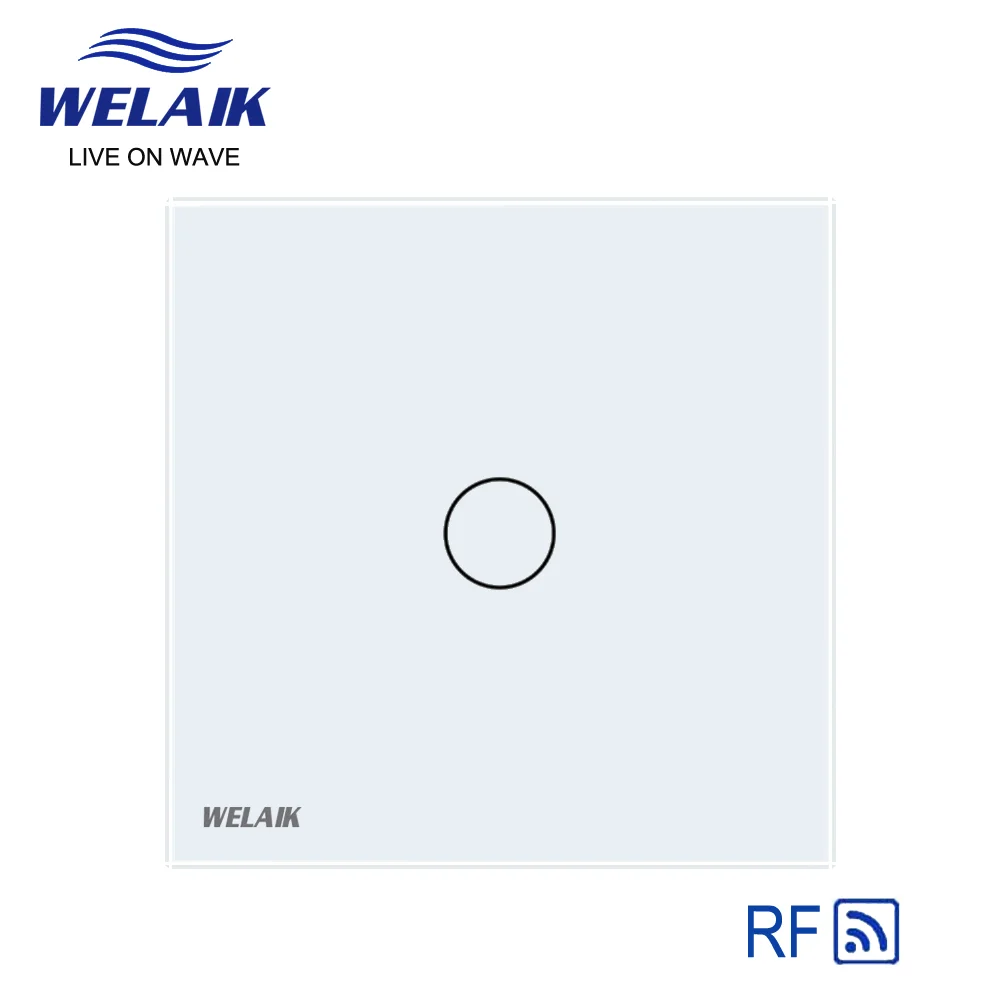 WELAIK 80*80mm EU Standard 1gang1way RF433MHZ Glass-Panel Remote-Control Touch-Switch-Wall Light-Switch AC250V A1913CWR01