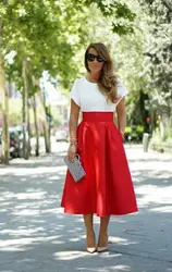 Summer High Waist Casual Women's Fashion Retro Long Flared A- Line Mid-Length Dress Trend