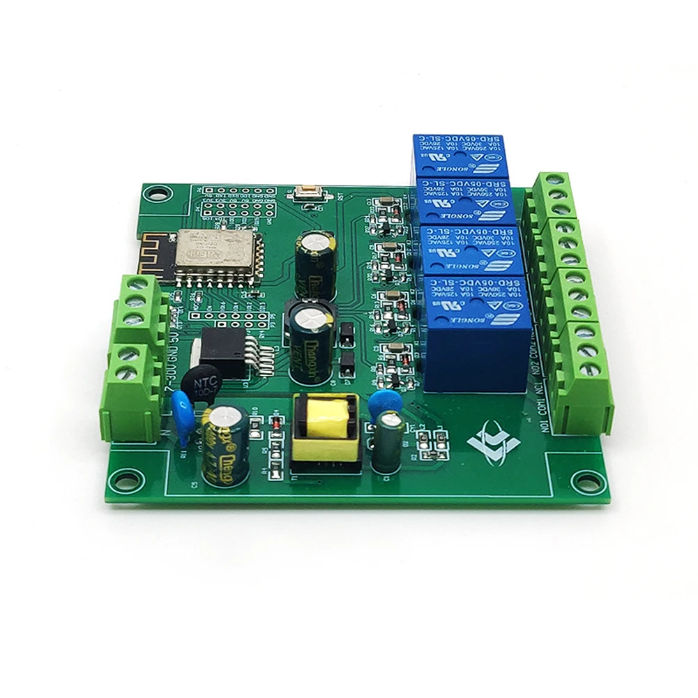 ESP8266ไร้สาย WIFI 4ช่องโมดูลรีเลย์ออนบอร์ด ESP-12F AC/DC สำหรับ ESP8266 Secondary Development Smart Home