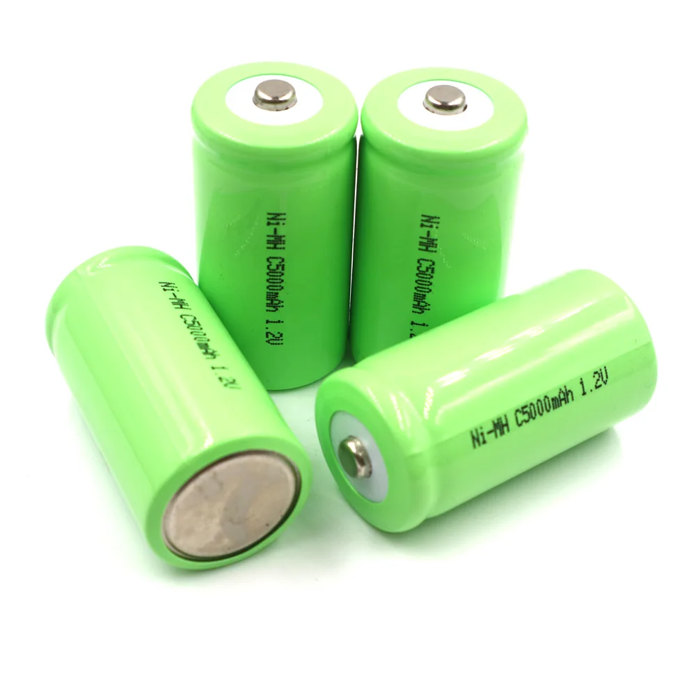 C&P Ni-Mh C Battery Cell 5000mah Rechargeable NiMH C/R14 Size Tip Point 1.2V 5.0Ah Discharge Current 25A 5C Two Model 2 Flashli