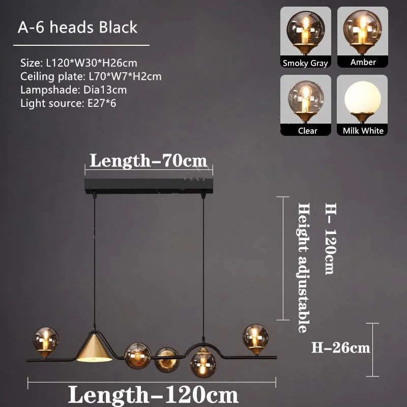 Rustieke kroonluchter in Scandinavische stijl, zwarte ijzeren glazen bubbelkroonluchter voor woonkamer, eetkamer, binnendecoratie, rustieke verlichting