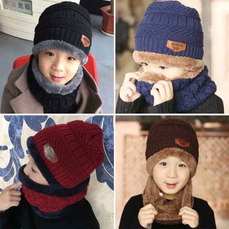 Children's hat Autumn winter 2 years old 3 boys 4 girls Woolen scarf set 6 children 5 winter 9 parent-child hat