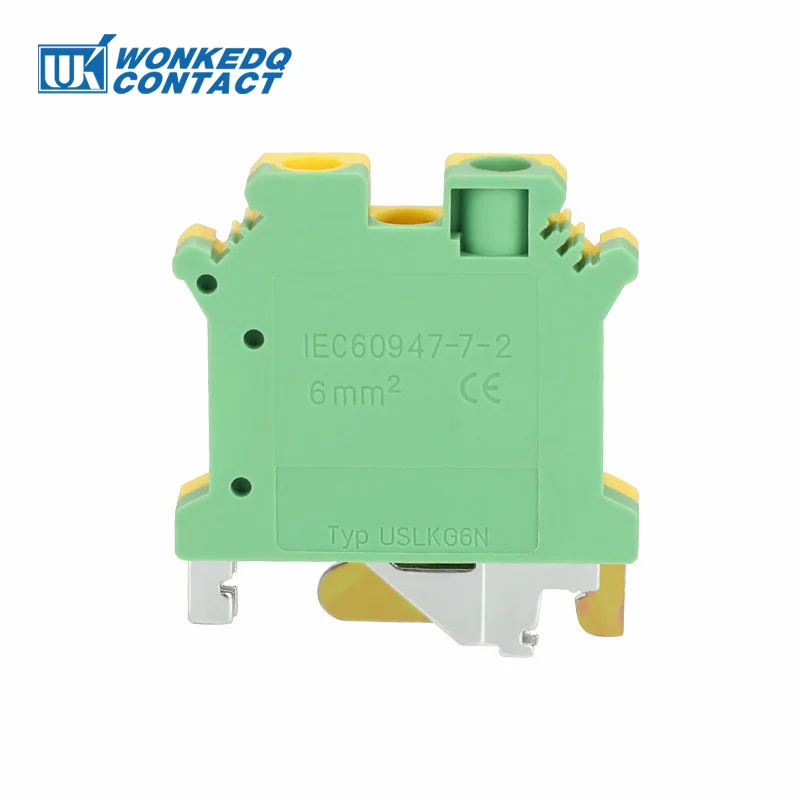 USLKG 6N Ground Modular Screw Din Rail Terminal Block 6mm² Protective Earth Wire Electrical Connector USLKG6N