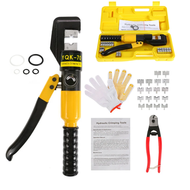 

Hydraulic Crimping Tool Cable Lug Crimper Plier Hydraulic Compression Tool YQK-70 4-70mm2 Pressure 5-6T Wire Tool Kit