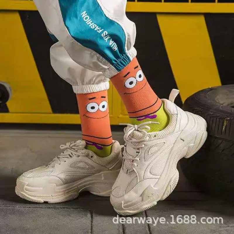 Kawaii Cartoon Anime bawełniane skarpetki Spongebobs Patrick Stars Squidward macki śliczne sportowe ciepłe skarpetki świąteczne zabawki dla dziewczynek