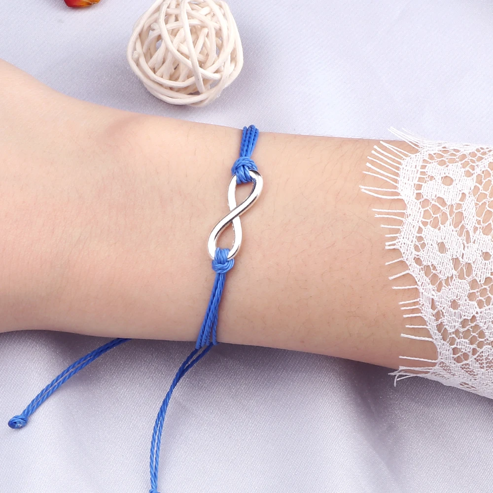 فضية اللون إنفينيتي مضفر سوار للنساء الرجال 26 نمط سحر قابل للتعديل حبل الصداقة أساور موضة الأزواج مجوهرات #2