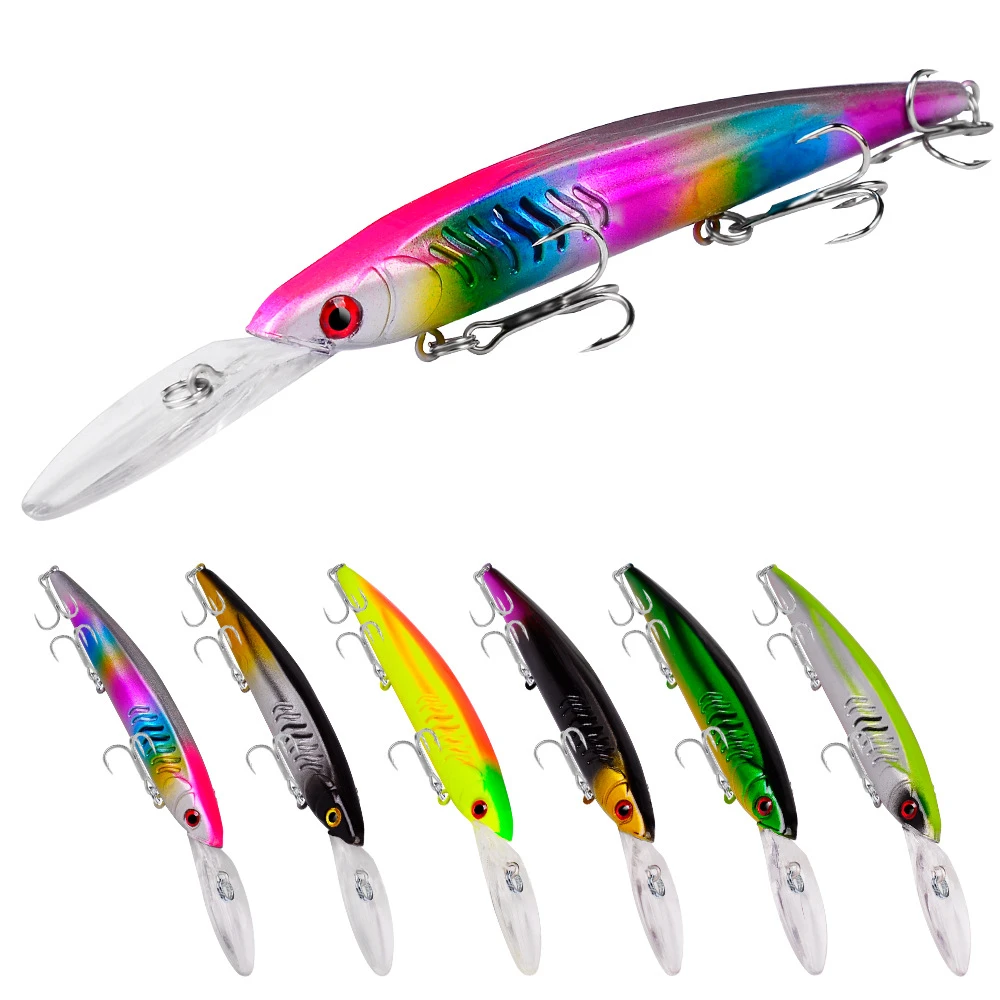 Isca de pesca Minnow, 12,5g, 15,2 cm, 1 parte, wobbler, crankbait, plástico artificial, duro, para baixo, lúcio, carpa