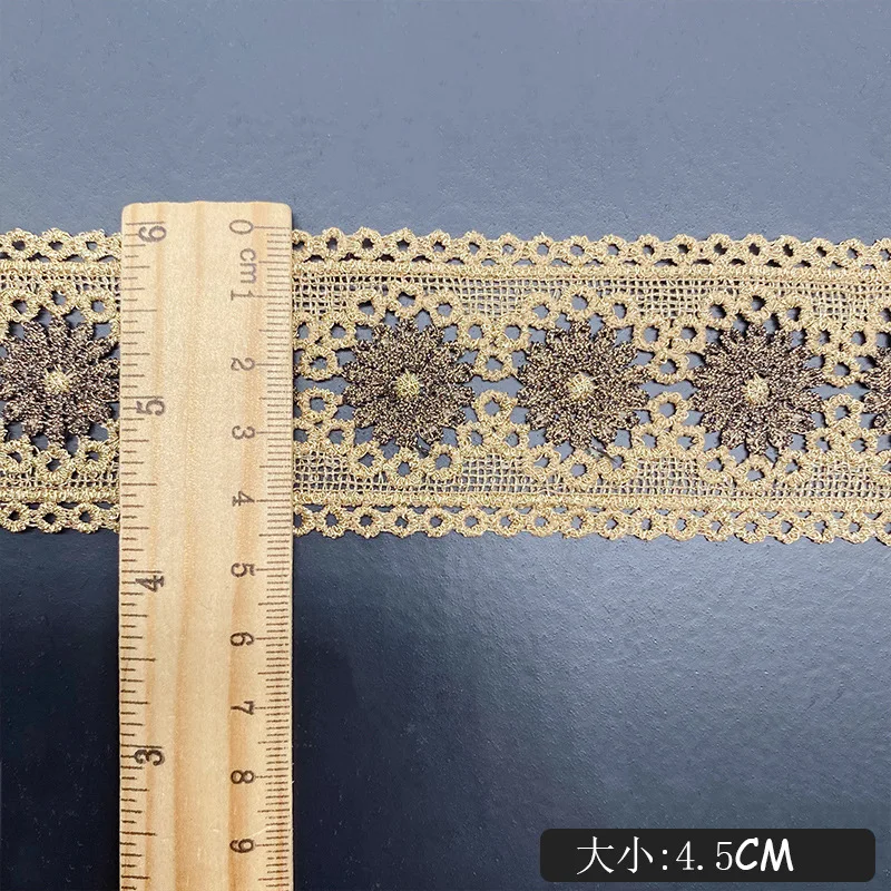 3Yards/Lot Embroidery Bilateral Hollow Golden Lace Fabric DIY Handmade Craft Dress Clothes Sewing Accessories Supplies