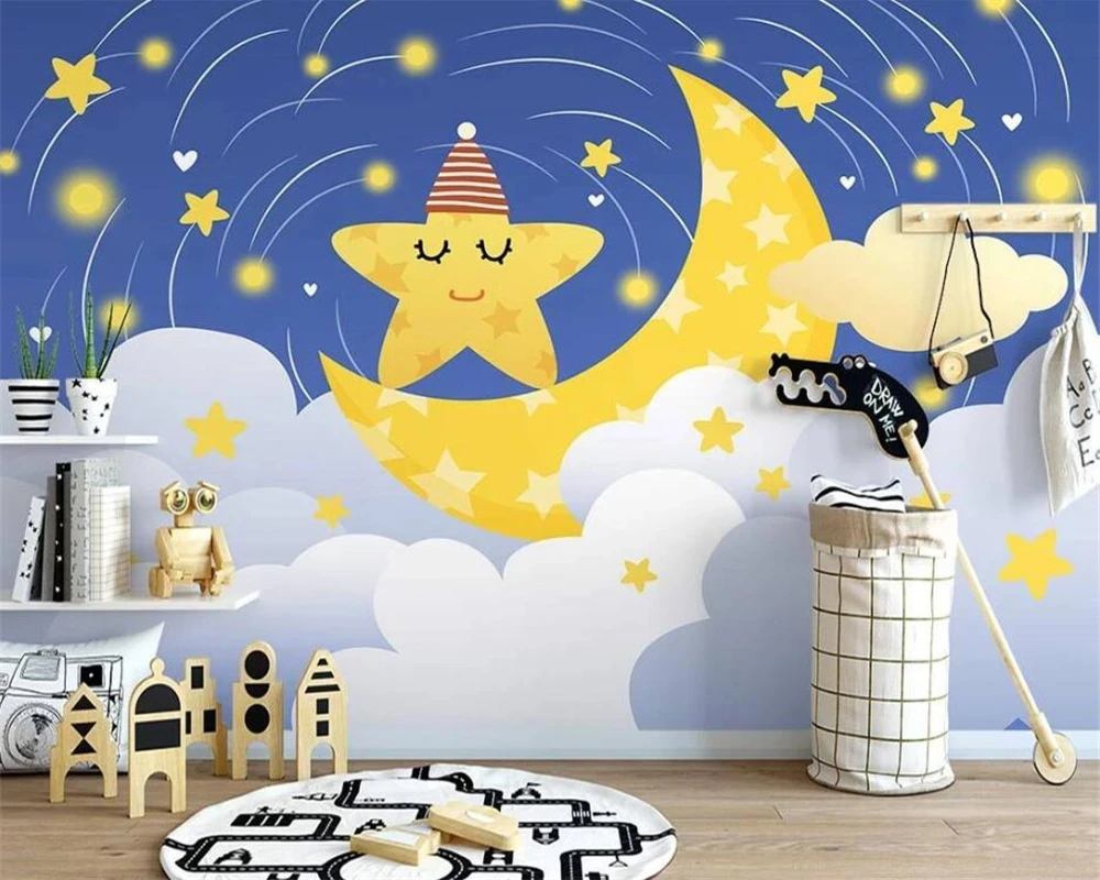 

beibehang Customize new Nordic hand-painted starry children's room bedroom background wallpaper papel de parede papier peint