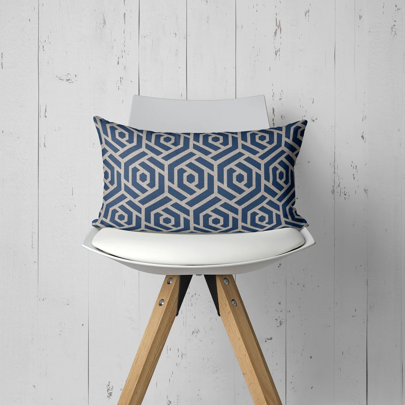 Navy Blue Geometry Linen Pillow Suite Room Decoration Cushion Cover Home Office Sofa Decor 30x50cm