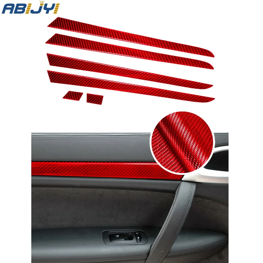 

Car Accessories Car Red Stickers Carbon Fiber Cover Trim Front and Rear Door Trim 6PCS For Porsche Cayenne 2003-2010