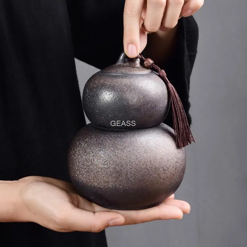 

Ceramic Gourd Tea CansChinese-style Household Small Tea CansChinese-style Tea Ceremony Kungfu Tea SetTea Storage Utensils