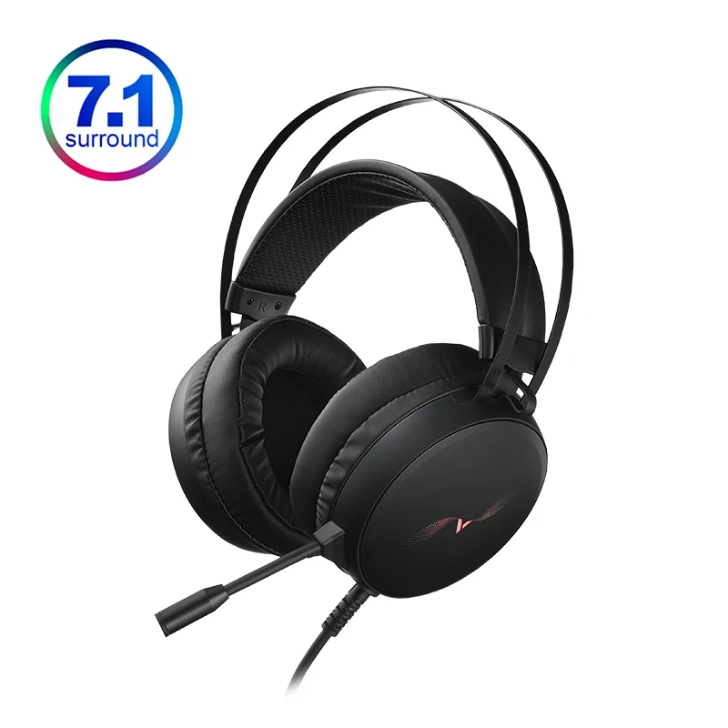 RAPOO VH310 Gaming Headset Gamer Headphones 7.1 Surround Sound Stereo Earphones USB Microphone Breathing RGB LED Light PC Gamer