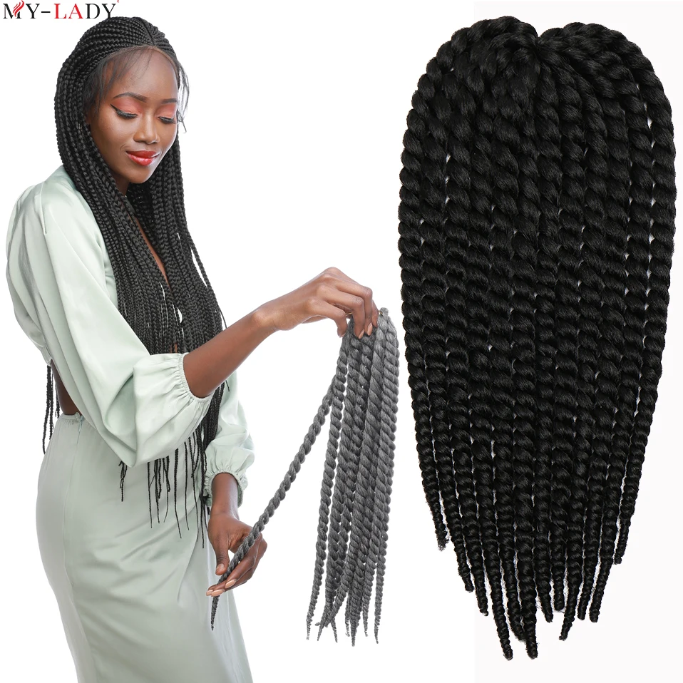 My-Lady Synthetic Senegalese Twist Hair Long Black Mambo Braid Hair Extensions Afro Braiding For Black Wonen Wholesale