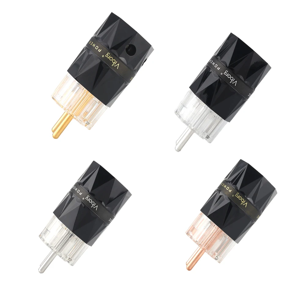 High Quality Viborg VE503 Top Clear Pure Copper Rhodium Plated EU Plug Type Schuko Power Plug Hifi Connectors