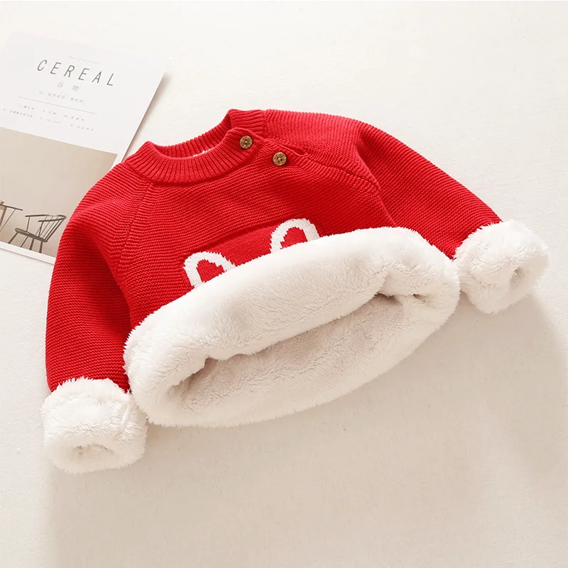 Winter Warm Kids Clothing Toddler Infant Sweater For Babe Girls Boys Cartoon Rabbit Plush Pullovers Children\'s Solid Sweaters