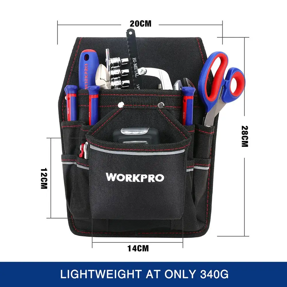 WORKPRO elettricista marsupio portautensili da cintura portautensili portautensili con tasche (attrezzi inclusi)