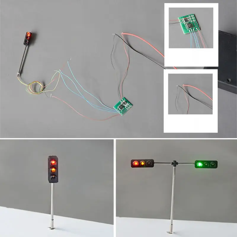 1/100 skala światła LED City Traffic Light Model budynku piasek Model stołu materiały miniaturowe zabawki edukacyjne dla dzieci