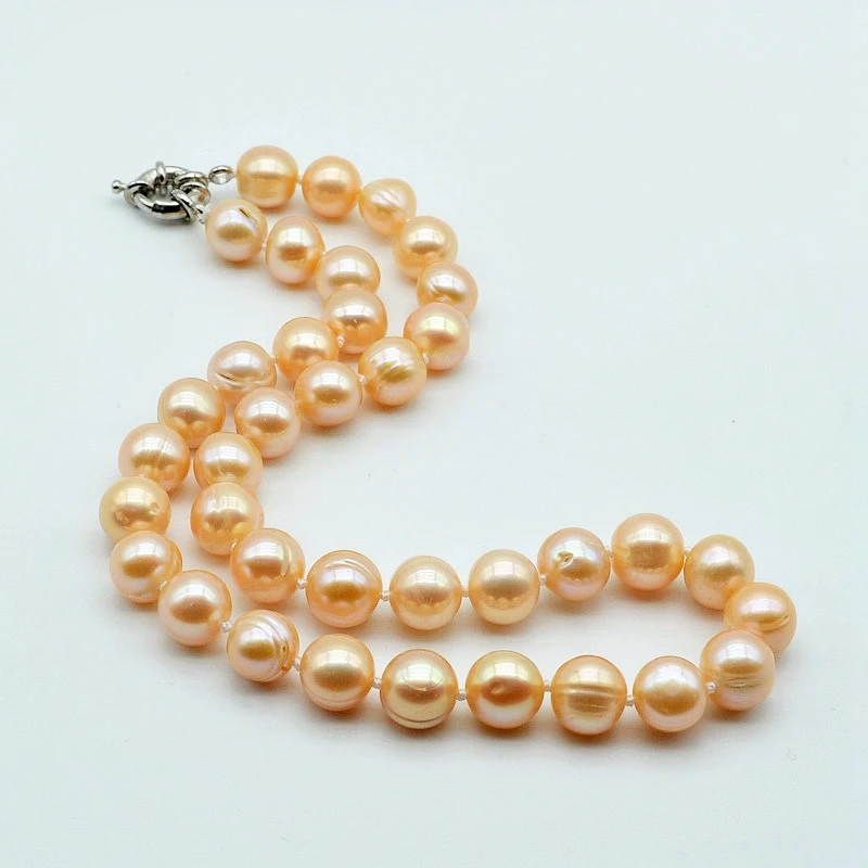 Women's Necklace Pink Round Natural Freshwater Pearl Diameter 11-12mm Simple Large Pearl Design Necklace Wedding Jewelry