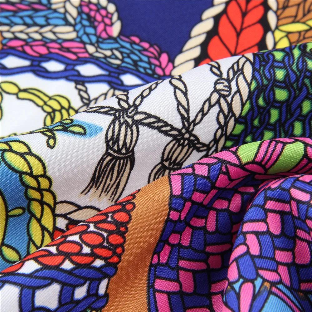 Manueller handgerollter Twill-Seidenschal für Damen, Paukendruck, quadratische Schals, Echarpes, gekräuselte Foulards, Femme, Wickeltuch, Bandana, Hijab, 90 cm – Detail 5