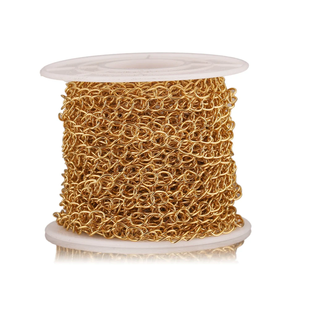 10m/roll Stainless Steel 18K Gold Bracelet Necklace Chains 2.5 3 4mm Extension Chain DIY Jewelry Making Accessories Wholesale