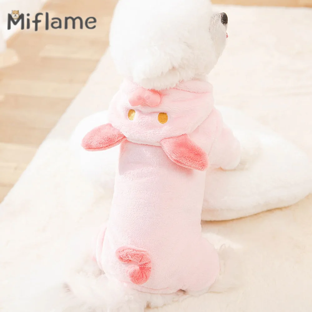 Miflame Pig Cosplay Small Dog Costume Flannel Puppy Clothing Outfits Pomeranian Spitz Warm Dog Clothes Cute Pets Cats Swatshirt