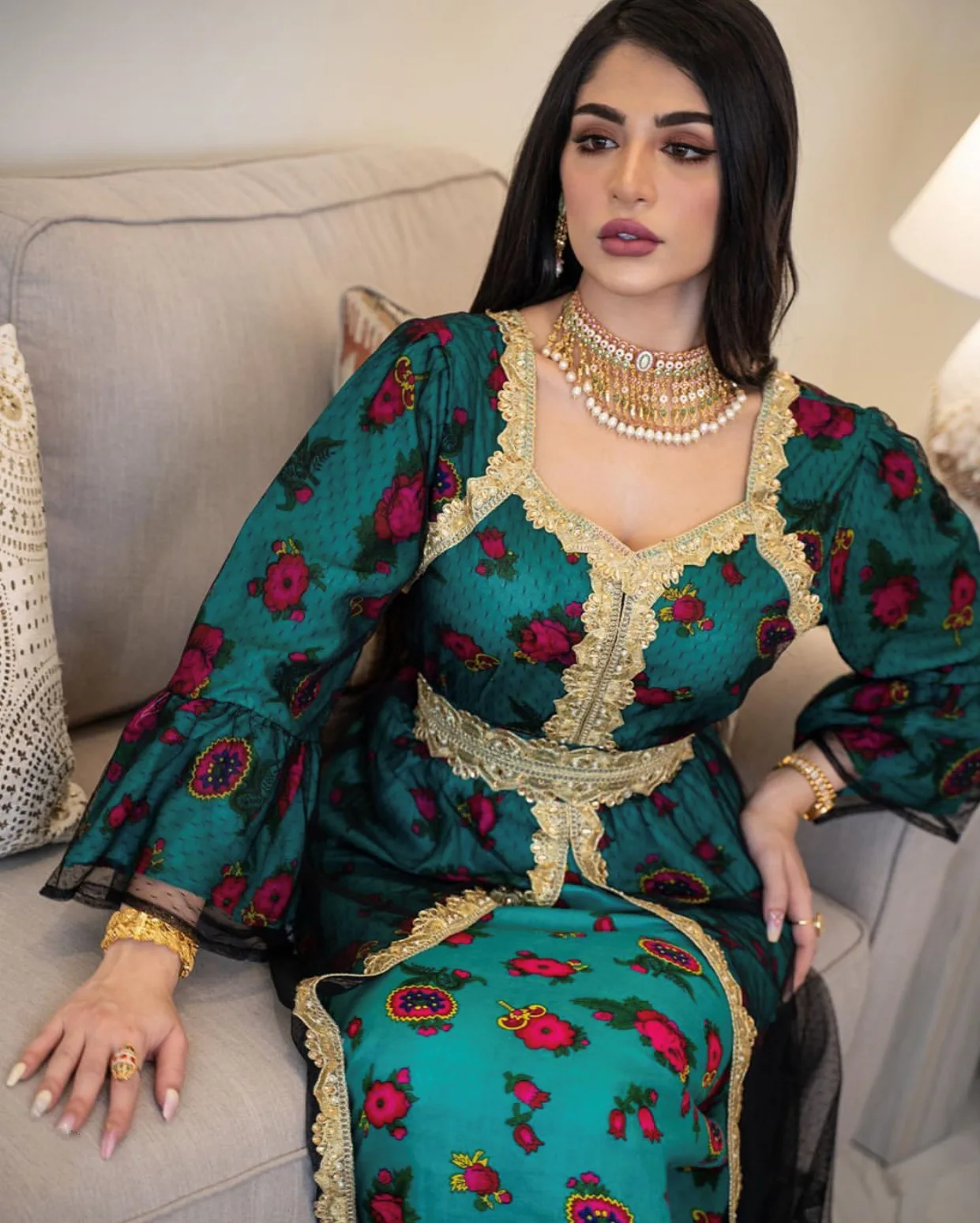 Islâmico impresso bordado vestido de malha de renda dubai muçulmano mulher árabe saudita ramadã eid roupas selvagens árabe saudita