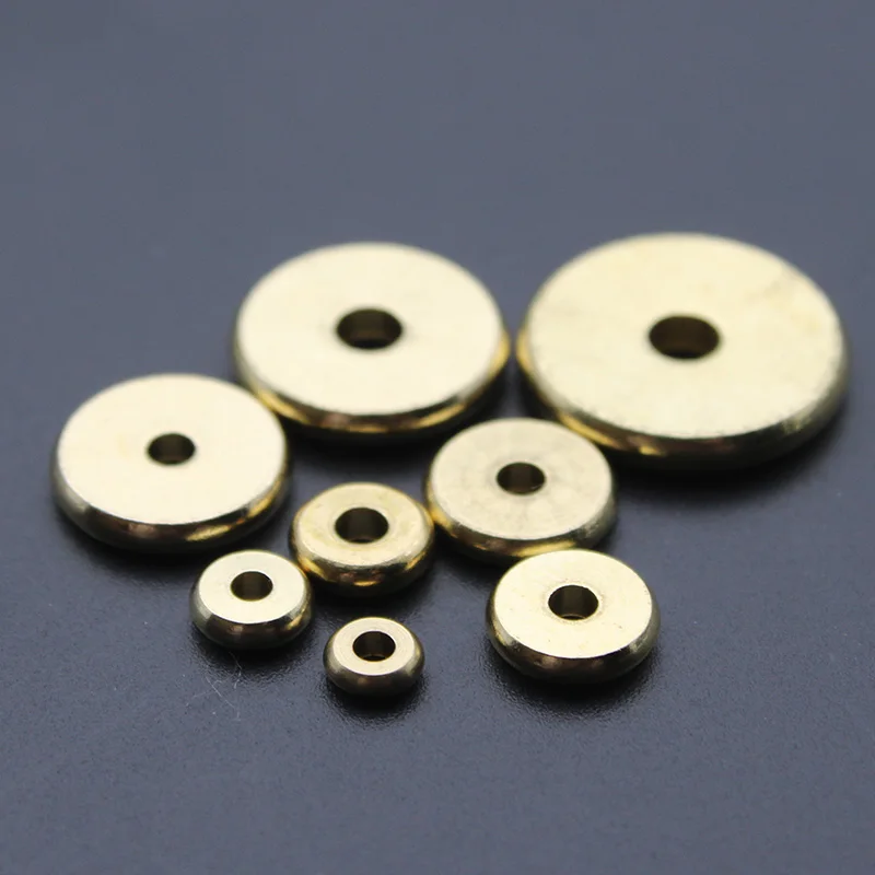 Solid Brass Metal Plated Gold Color  Color Flat Round 4mm 6mm 8mm 10mm 12mm 14mm Loose Spacer Beads For Jewelry Making