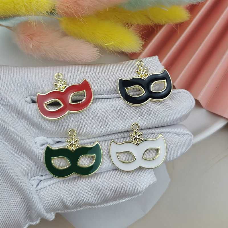 10pcs Alloy Enamel Charms Party Mask Masquerade Mardi Gras 20*25mm Pendant Crafts Making Findings Handmade Jewelry