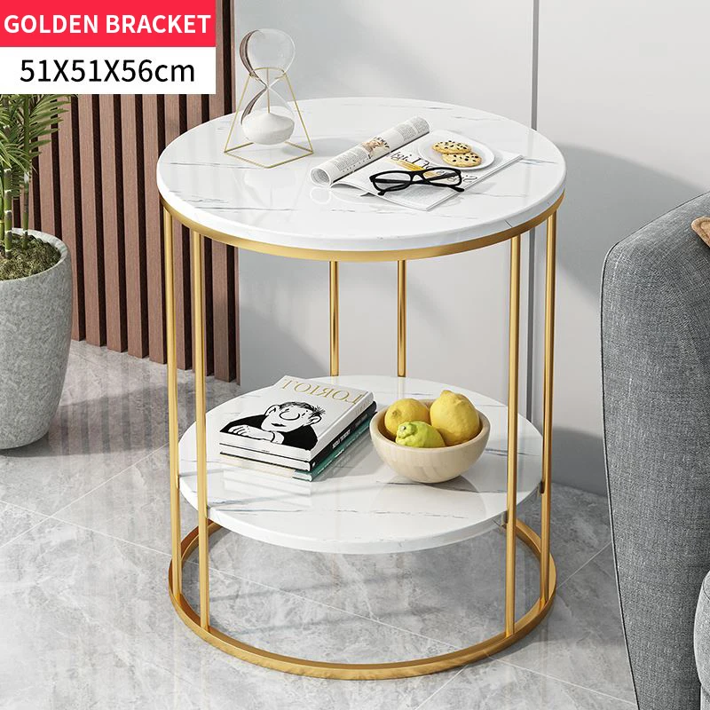 Small table bedroom simple modern coffee table marble pattern small round table double stone pattern desk