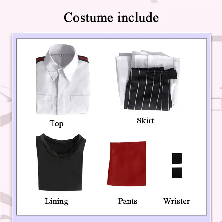 Anime DEVIL GAME LINK CLICK Qiao Ling Cosplay Costumes Top Skirt Lining Pants Uniform Full Set Women Girls Halloween Role Play